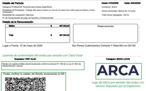 ARCA implementa recibo de sueldo asistido para casas particulares